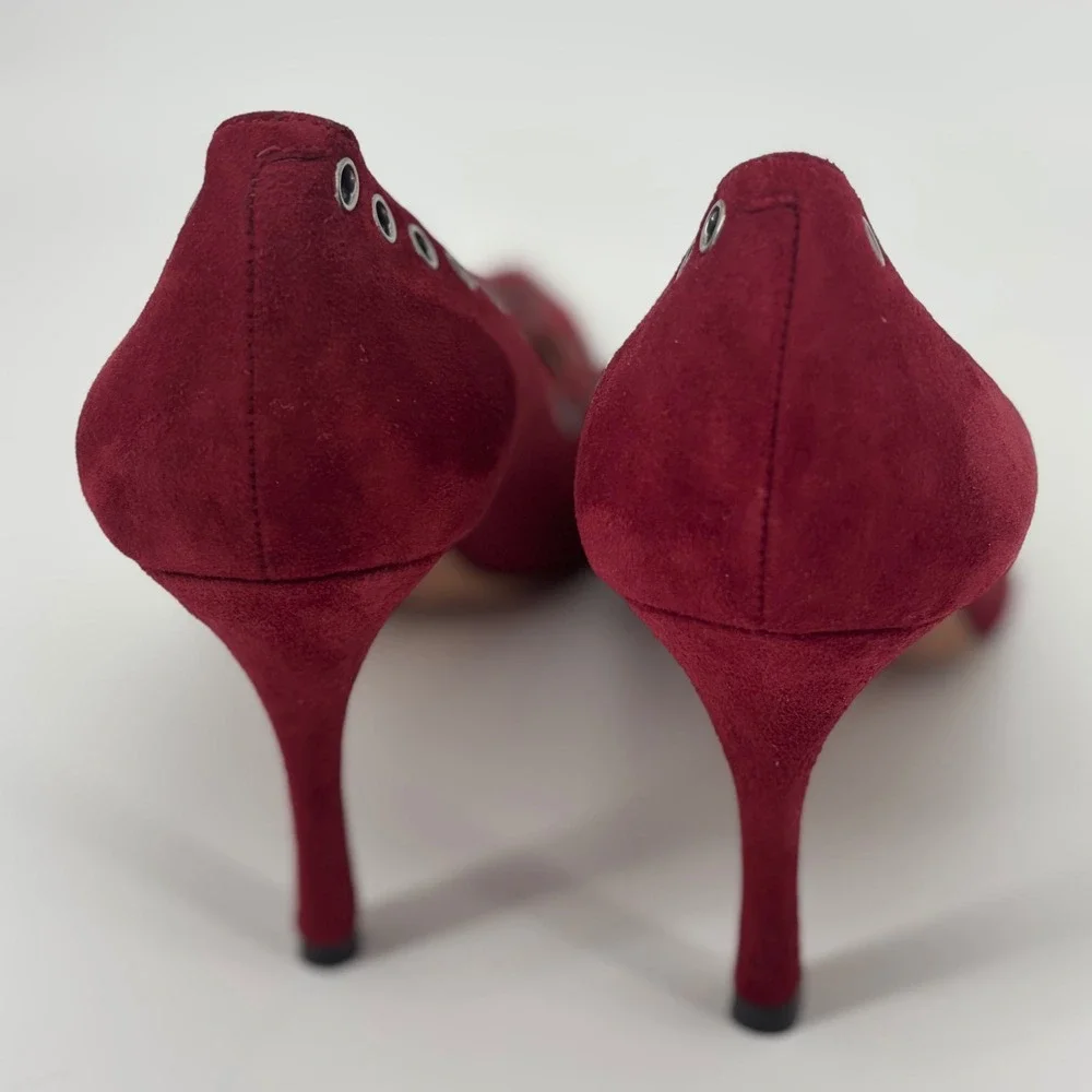 Coach red suede Varrick heels women's 8 date night luxury preppy quiet fall work